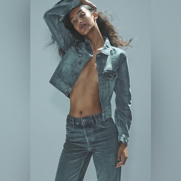 ZARA ZW COLLECTION WASHED DENIM JACKET - Picture 1 of 7